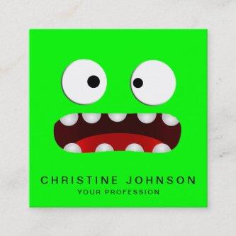 cartoon face green background square