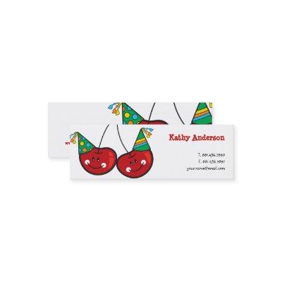 Cartoon Fun & Red Cheeky Cherries With Party Hats Mini