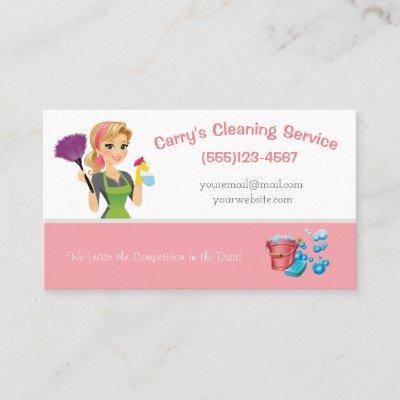 Cartoon Maid Cleaning Service
