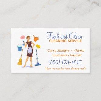 Cartoon Maid House Cleaning Service