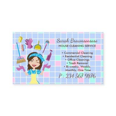 Cartoon Maid House Cleaning Service Tiles Home