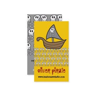Cartoon Pirate Ship Skulls Bones Fun Colorful Boys