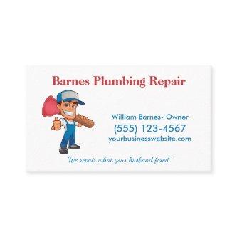 Cartoon Plunger Guy Professional Plumbing Service