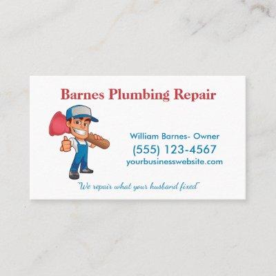Cartoon Plunger Guy Professional Plumbing Service