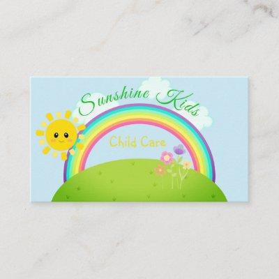 Cartoon Rainbow and Sunshine Child Daycare
