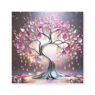 Cartoon splash art, silver tree, with transparent  square