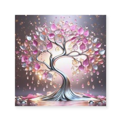 Cartoon splash art, silver tree, with transparent  square
