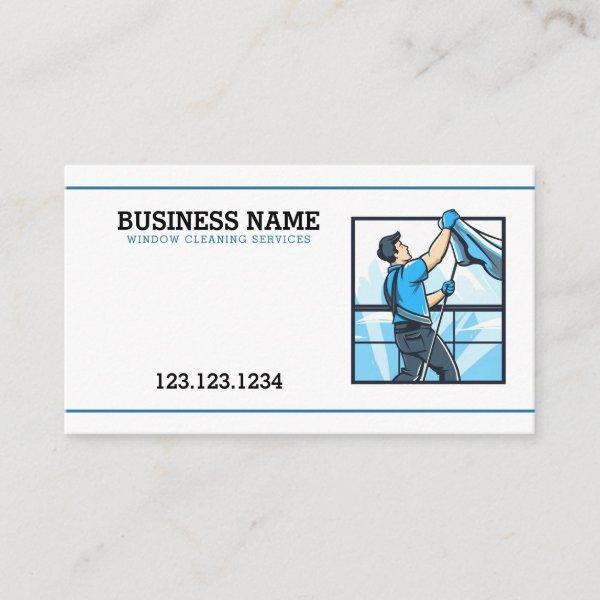 Cartoon White and Blue Window Cleaning Service