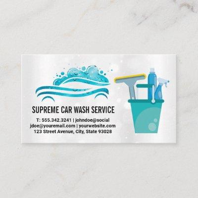 Carwash Logo | Water Drops | Cleaning Tools