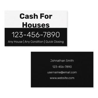Cash For Houses Black White Phone Number Your Text