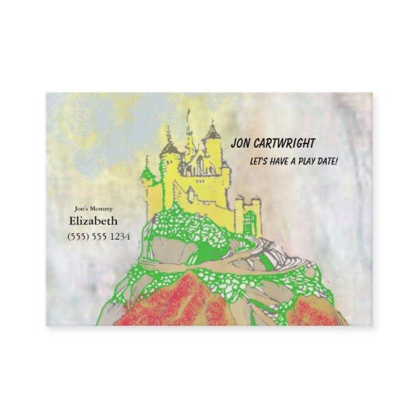 Castle Play Date Invite With Photo on Back