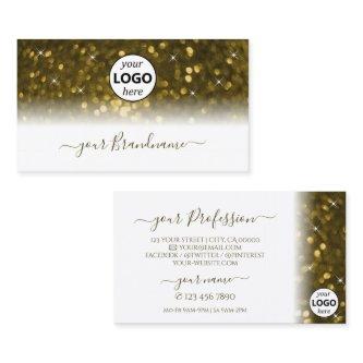 Casual White Gold Sparkling Glitter Stars Add Logo
