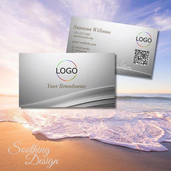 Casually Silver Curved Decor add Logo and QR Code