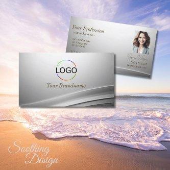 Casually Silver Curved Decor with Logo and Photo