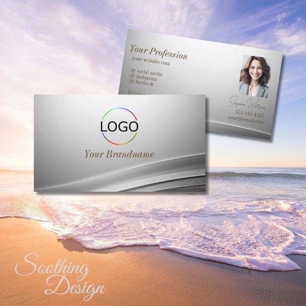Casually Silver Curved Decor with Logo and Photo