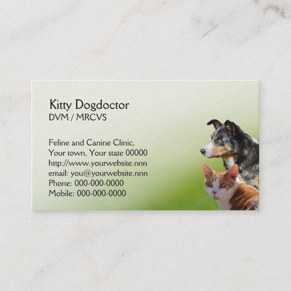 Cat and dog vet business appointment card