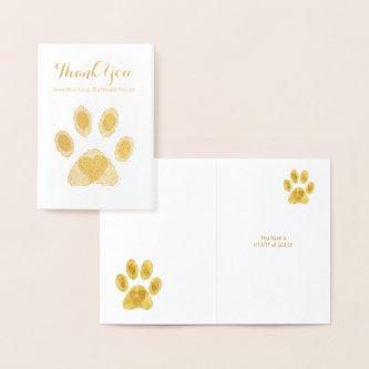 Cat Paw Heart of Gold Thank You Custom Text Foil Card