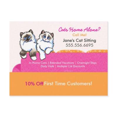 Cat Sitter Coupon Mailer Ad Ragdoll Couch Pink Postcard