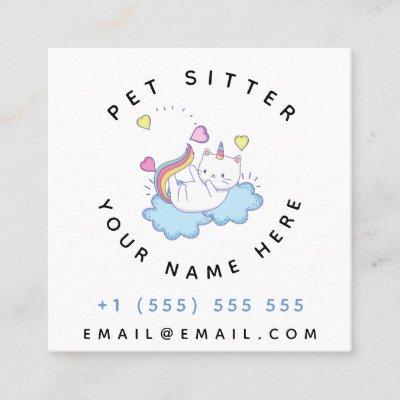 Cat Unicorn On The Clouds Pet Sitter Animal Care Square