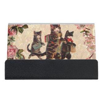 Cat Vintage Pretty Antique Kittens Desk  Holder
