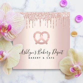 Catering Bakery Pastry Chef Rose Gold Glitter Drip Square