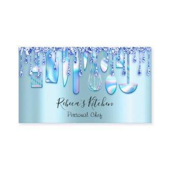 Catering Personal Chef Kitchen Aqua Blue Drip