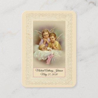 Catholic Baby Girl Baptismal Remembrance Holy Card