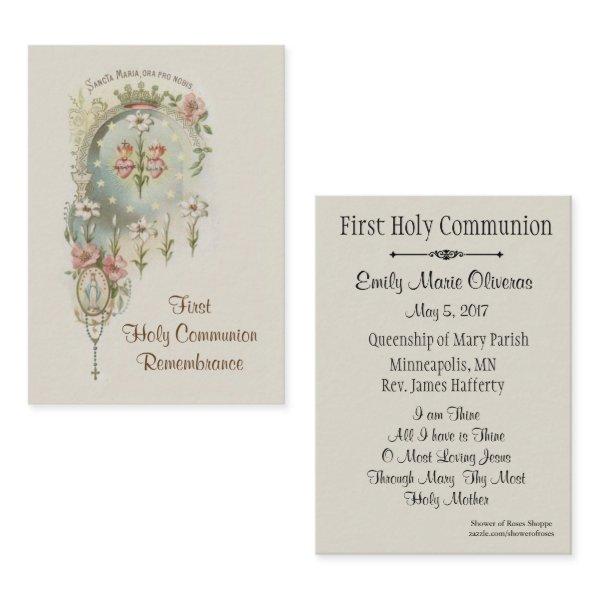 Catholic Holy Card for First Holy Communion