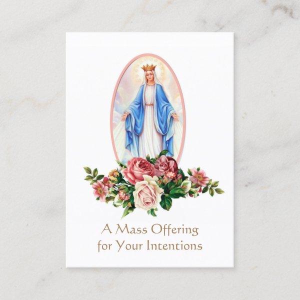 Catholic Mass Offering  Virgin Mary Holy Cards