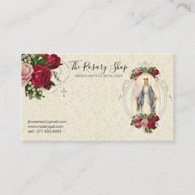 Catholic Rosary Pink Red Roses Virgin Mary