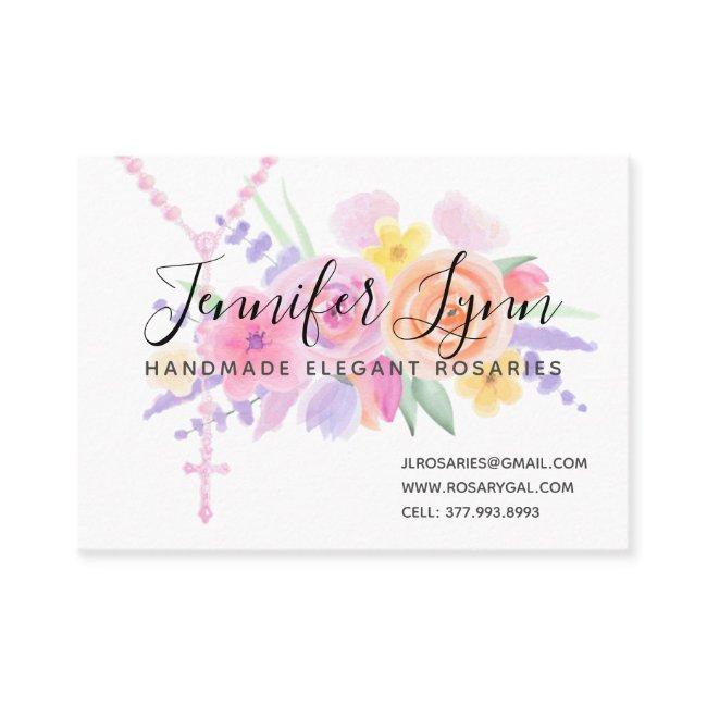 Catholic Rosary Watercolor Religious Floral