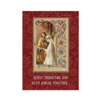 Catholic Wedding Favor Holy Card Damask Maroon
