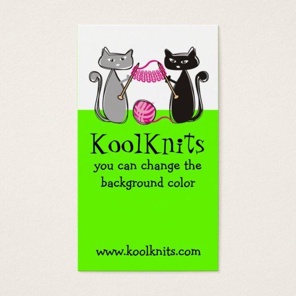 Cats knitting needles yarn gift tag