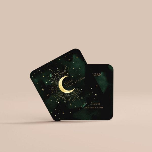 Celestial Emerald Crescent Moon Square