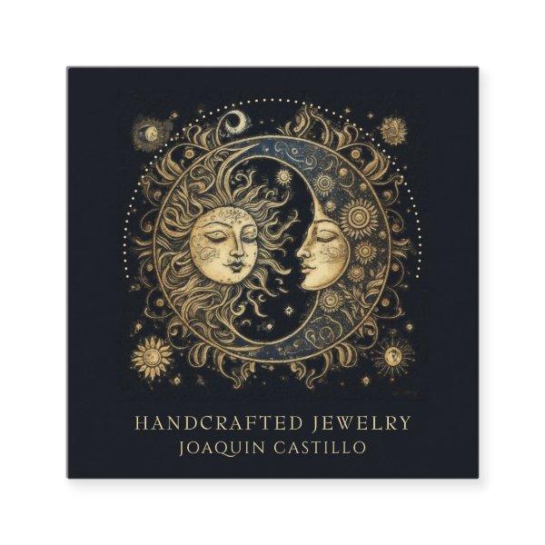 Celestial Gold Black Sun Moon Jewelry Designer Square