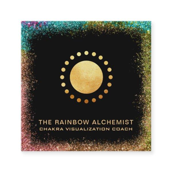 *~*  Celestial Gold Sacred Geometry Chakra Glitter Square