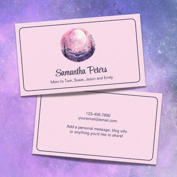 Celestial Moon and Stars Pink Mommy Personal Calling Card