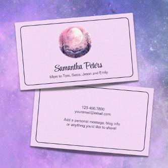 Celestial Moon and Stars Purple Mommy Personal Calling Card