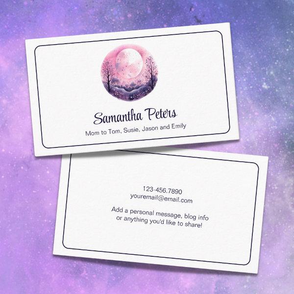 Celestial Moon and Stars White Mommy Personal Calling Card