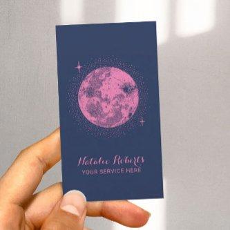 Celestial Moon & Stars Minimalist Navy & Pink