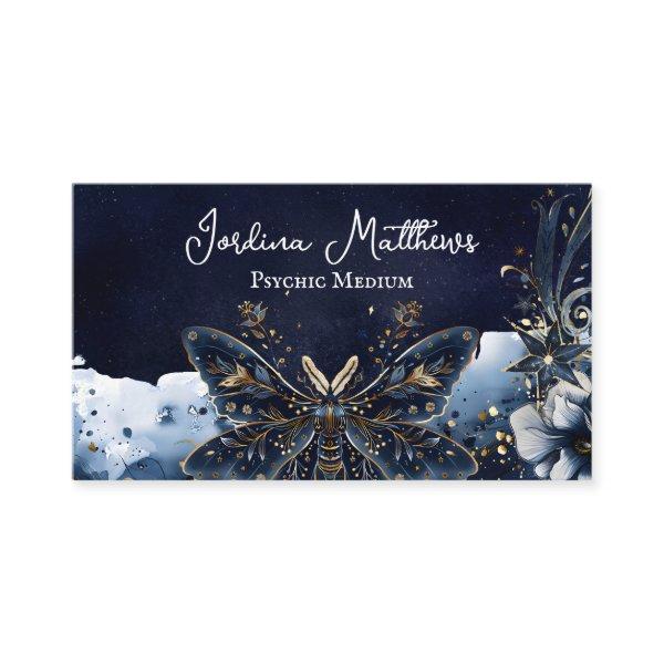 Celestial Moth Blue and Gold Night Sky Psychic