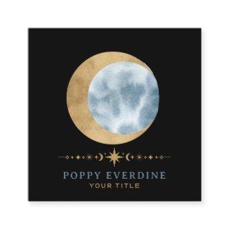 Celestial Mystic Moon Blue Gold  Square