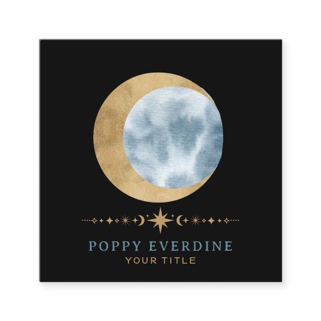 Celestial Mystic Moon Blue Gold Square