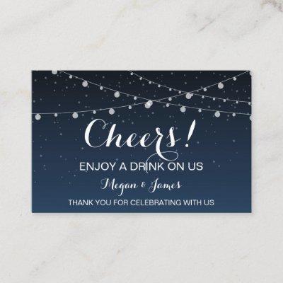 Celestial Navy Blue Stars Wedding Drink Ticket