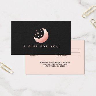 Celestial Rose Gold Crescent Moon Stars Gift Card