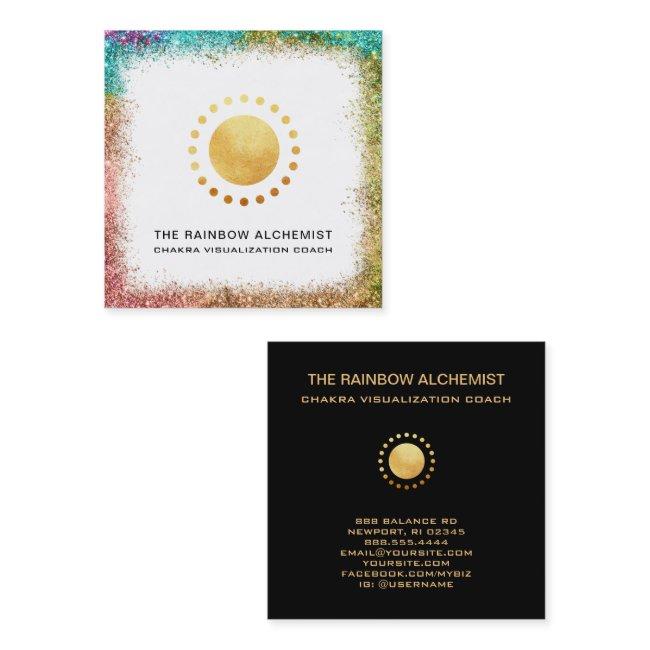 *~* Celestial Sacred Geometry Chakra Gold Glitter Square