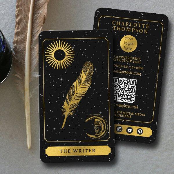 Celestial Tarot Logo Black Gold Writer Author