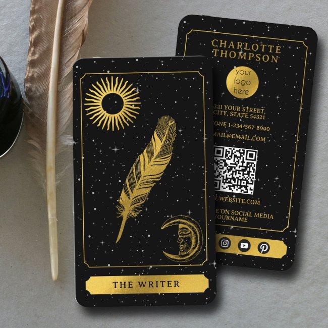 Celestial Tarot Logo Black Gold Writer Author