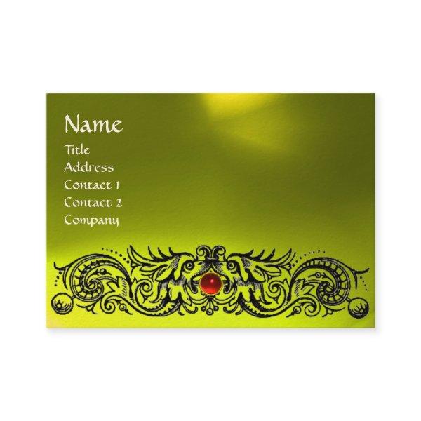 CELTIC DRAGONS MONOGRAM TOPAZ yellow red ruby