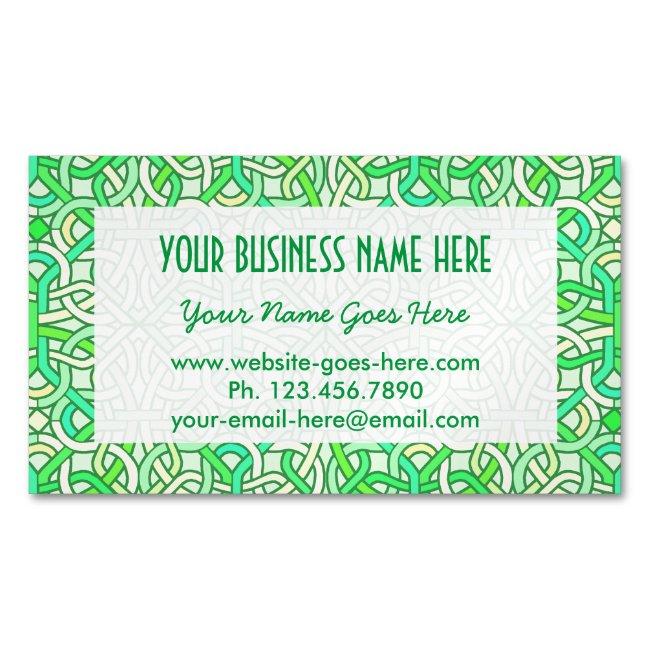 Celtic Knot Irish Braid Pattern Green Yellow Magnet